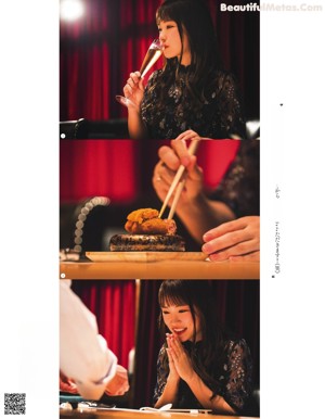 A woman holding a bowl of food in her hand.