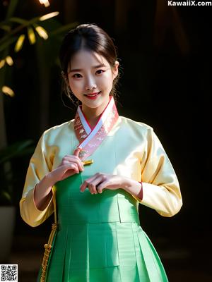 A woman in a pink dress posing for a picture.